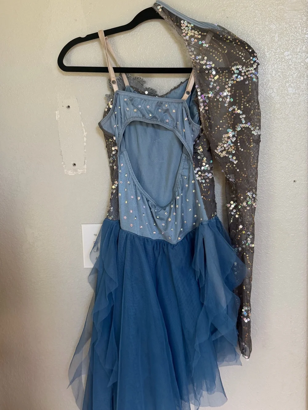 Girls Silver Sequin & Blue Tulle - Dance Costume